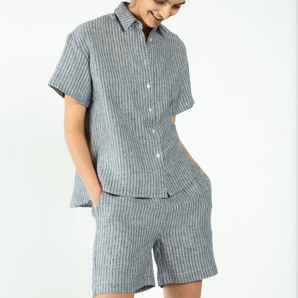 Neu Nomads Eileen Button Down Short Sleeve Linen … - image 2